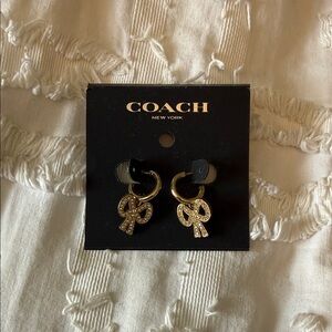 Coach Gold Bow Dangle Earrings